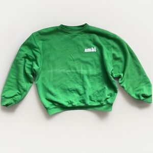 WOMENS SWEATSHIRT GREEN TEXT PRINT CROP MADE IN LOS ANGELES SMALL